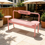 SOLARA Modern Iron Bench Space Saving Design Dual Side Tables for Lobby Waiting Area Retail Store & Reception Space - Pink