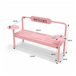 SOLARA Modern Iron Bench Space Saving Design Dual Side Tables for Lobby Waiting Area Retail Store & Reception Space - Pink