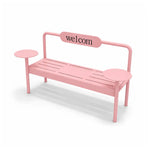 SOLARA Modern Iron Bench Space Saving Design Dual Side Tables for Lobby Waiting Area Retail Store & Reception Space - Pink