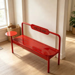 SOLARA Modern Iron Bench Space Saving Design Dual Side Tables for Lobby Waiting Area Retail Store & Reception Space - Red