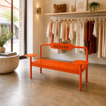 SOLARA Modern Iron Bench Space Saving Design Dual Side Tables for Lobby Waiting Area Retail Store & Reception Space - Orange