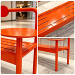 SOLARA Modern Iron Bench Space Saving Design Dual Side Tables for Lobby Waiting Area Retail Store & Reception Space - Orange