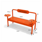 SOLARA Modern Iron Bench Space Saving Design Dual Side Tables for Lobby Waiting Area Retail Store & Reception Space - Orange