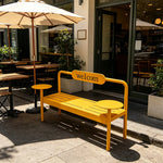 SOLARA Modern Iron Bench Space Saving Design Dual Side Tables for Lobby Waiting Area Retail Store & Reception Space - Yellow