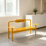 SOLARA Modern Iron Bench Space Saving Design Dual Side Tables for Lobby Waiting Area Retail Store & Reception Space - Yellow