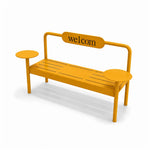 SOLARA Modern Iron Bench Space Saving Design Dual Side Tables for Lobby Waiting Area Retail Store & Reception Space - Yellow