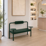SOLARA Modern Iron Bench Space Saving Design Dual Side Tables for Lobby Waiting Area Retail Store & Reception Space - Green