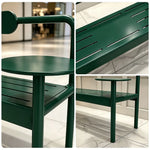 SOLARA Modern Iron Bench Space Saving Design Dual Side Tables for Lobby Waiting Area Retail Store & Reception Space - Green
