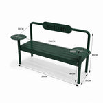 SOLARA Modern Iron Bench Space Saving Design Dual Side Tables for Lobby Waiting Area Retail Store & Reception Space - Green