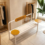SOLARA Modern Iron Bench Space Saving Design Dual Side Tables for Lobby Waiting Area Retail Store & Reception Space - White