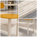 SOLARA Modern Iron Bench Space Saving Design Dual Side Tables for Lobby Waiting Area Retail Store & Reception Space - White