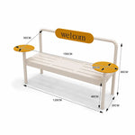 SOLARA Modern Iron Bench Space Saving Design Dual Side Tables for Lobby Waiting Area Retail Store & Reception Space - White