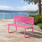 SOLARA Outdoor Metal Bench Weather Resistant Slat Seat Durable Frame for Park Garden Community Public Rest Area - Pink