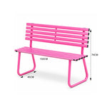 SOLARA Outdoor Metal Bench Weather Resistant Slat Seat Durable Frame for Park Garden Community Public Rest Area - Pink