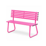 SOLARA Outdoor Metal Bench Weather Resistant Slat Seat Durable Frame for Park Garden Community Public Rest Area - Pink