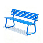 SOLARA Outdoor Metal Bench Weather Resistant Slat Seat Durable Frame for Park Garden Community Public Rest Area - Blue