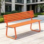 SOLARA Outdoor Metal Bench Weather Resistant Slat Seat Durable Frame for Park Garden Community Public Rest Area - Orange