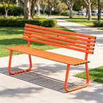 SOLARA Outdoor Metal Bench Weather Resistant Slat Seat Durable Frame for Park Garden Community Public Rest Area - Orange