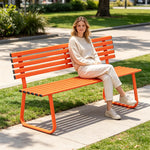 SOLARA Outdoor Metal Bench Weather Resistant Slat Seat Durable Frame for Park Garden Community Public Rest Area - Orange