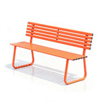 SOLARA Outdoor Metal Bench Weather Resistant Slat Seat Durable Frame for Park Garden Community Public Rest Area - Orange
