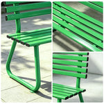 SOLARA Outdoor Metal Bench Weather Resistant Slat Seat Durable Frame for Park Garden Community Public Rest Area - Green