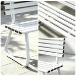 SOLARA Outdoor Metal Bench Weather Resistant Slat Seat Durable Frame for Park Garden Community Public Rest Area - White