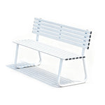 SOLARA Outdoor Metal Bench Weather Resistant Slat Seat Durable Frame for Park Garden Community Public Rest Area - White