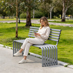 SOLARA Commercial Outdoor Bench Waterproof Sun Resistant Metal Structure for Park Patio Walkway & Leisure Space - Silver