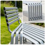 SOLARA Commercial Outdoor Bench Waterproof Sun Resistant Metal Structure for Park Patio Walkway & Leisure Space - Silver