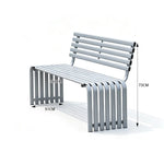 SOLARA Commercial Outdoor Bench Waterproof Sun Resistant Metal Structure for Park Patio Walkway & Leisure Space - Silver