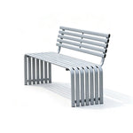 SOLARA Commercial Outdoor Bench Waterproof Sun Resistant Metal Structure for Park Patio Walkway & Leisure Space - Silver
