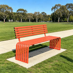 SOLARA Commercial Outdoor Bench Waterproof Sun Resistant Metal Structure for Park Patio Walkway & Leisure Space - Orange
