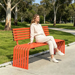 SOLARA Commercial Outdoor Bench Waterproof Sun Resistant Metal Structure for Park Patio Walkway & Leisure Space - Orange