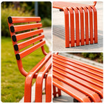 SOLARA Commercial Outdoor Bench Waterproof Sun Resistant Metal Structure for Park Patio Walkway & Leisure Space - Orange