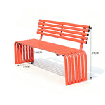 SOLARA Commercial Outdoor Bench Waterproof Sun Resistant Metal Structure for Park Patio Walkway & Leisure Space - Orange