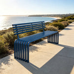 SOLARA Commercial Outdoor Bench Waterproof Sun Resistant Metal Structure for Park Patio Walkway & Leisure Space - Blue