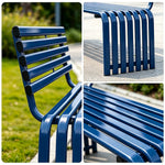 SOLARA Commercial Outdoor Bench Waterproof Sun Resistant Metal Structure for Park Patio Walkway & Leisure Space - Blue