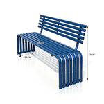 SOLARA Commercial Outdoor Bench Waterproof Sun Resistant Metal Structure for Park Patio Walkway & Leisure Space - Blue