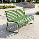 SOLARA Modern Outdoor Garden Bench Stable Support Slatted Seat Weatherproof Design for Public Outdoor Areas - Green