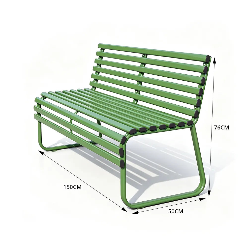 SOLARA Modern Outdoor Garden Bench Stable Support Slatted Seat Weatherproof Design for Public Outdoor Areas - Green