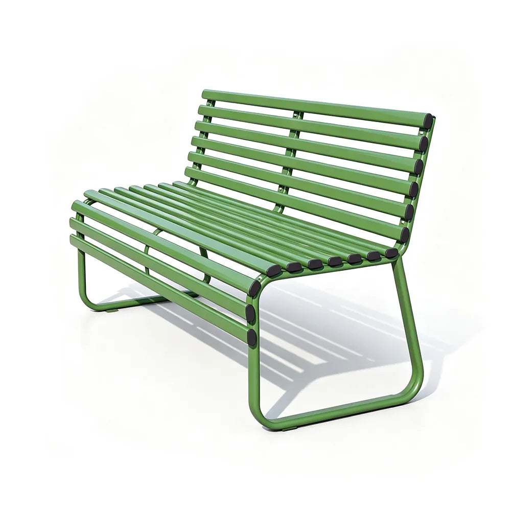 SOLARA Modern Outdoor Garden Bench Stable Support Slatted Seat Weatherproof Design for Public Outdoor Areas - Green