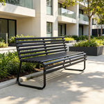 SOLARA Modern Outdoor Garden Bench Stable Support Slatted Seat Weatherproof Design for Public Outdoor Areas - Brown