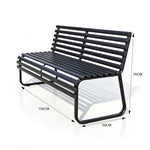 SOLARA Modern Outdoor Garden Bench Stable Support Slatted Seat Weatherproof Design for Public Outdoor Areas - Brown