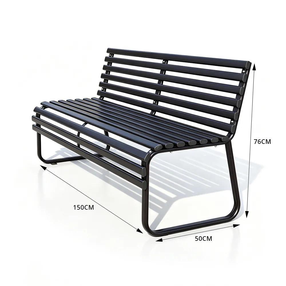 SOLARA Modern Outdoor Garden Bench Stable Support Slatted Seat Weatherproof Design for Public Outdoor Areas - Brown