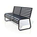SOLARA Modern Outdoor Garden Bench Stable Support Slatted Seat Weatherproof Design for Public Outdoor Areas - Brown