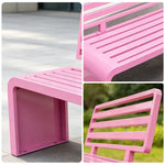 SOLARA Outdoor Park Bench Galvanised Steel Curved Backrest Powder Coated 100/150/200cm for Garden Community Public Areas - Pink