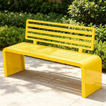 SOLARA Outdoor Park Bench Galvanised Steel Curved Backrest Powder Coated 100/150/200cm for Garden Community Public Areas - Yellow