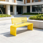 SOLARA Outdoor Park Bench Galvanised Steel Curved Backrest Powder Coated 100/150/200cm for Garden Community Public Areas - Yellow