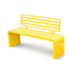 SOLARA Outdoor Park Bench Galvanised Steel Curved Backrest Powder Coated 100/150/200cm for Garden Community Public Areas - Yellow