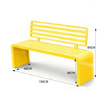 SOLARA Outdoor Park Bench Galvanised Steel Curved Backrest Powder Coated 100/150/200cm for Garden Community Public Areas - Yellow